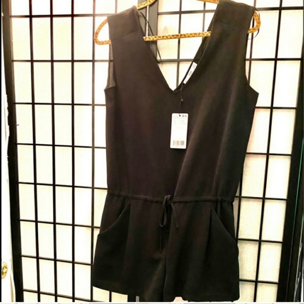 NWT Mango overall black jumpsuit w/ pockets mona mona black